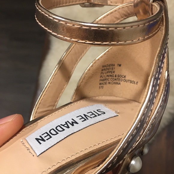 Steve Madden - Pearled Rose Gold Block Heels 7 - Picture 13 of 16